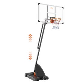 VEVOR Basketball Hoop, 7.6-10 ft Adjustable Height Portable Backboard System, 54 inch Basketball Hoop & Goal, Kids & Adults Basketball Set with W
