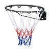 Basketball Rim, Wall Door Mounted Basketball Hoop, Heavy Duty Q235 Basketball Flex Rim Goal Replacement with Net and Double Spring