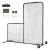 L Screen Baseball for Batting Cage, 7x7 ft Softball Safety Screen, Body Protector Portable Batting Screen with Carry Bag, Wheels, Ground Stakes