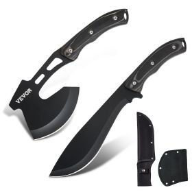 Hunting Knife and Hatchet Axe Combo Set with Sheath, Fixed Blade Tactical Knife and Camping Axe