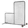 L Screen Baseball for Batting Cage, 7x7 ft Softball Safety Screen, Body Protector Portable Batting Screen with Carry Bag, Wheels, Ground Stakes