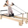 Pilates Reformer Machine, Wooden Pilates Workout Equipment for Home Gym Studio Use, Pilates Bed with Dual Resistance- Spring & Cord