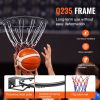 Basketball Rim, Wall Door Mounted Basketball Hoop, Heavy Duty Q235 Basketball Flex Rim Goal Replacement with Net and Double Spring
