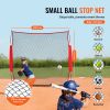 Barricade Backstop Net, 7x7 ft Ball Sports Barrier Netting, Portable Practice Equipment with Carry Bag